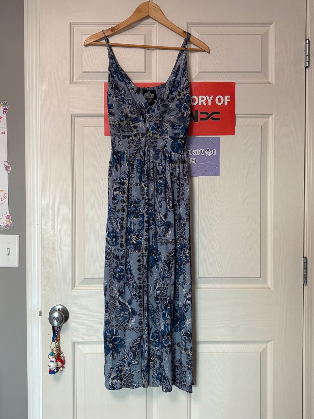 angie blue pattered maxi dress